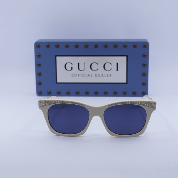Gucci GG1299S 004 Cat Eye Sunglasses - Ivory with Stones/Blue main image 9